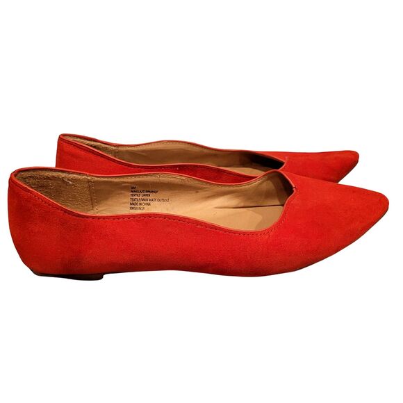 Esprit Red Pamela Textile Suede Scallop Edge Pointed Toe Flat Womens Shoes 8M - Picture 2 of 5